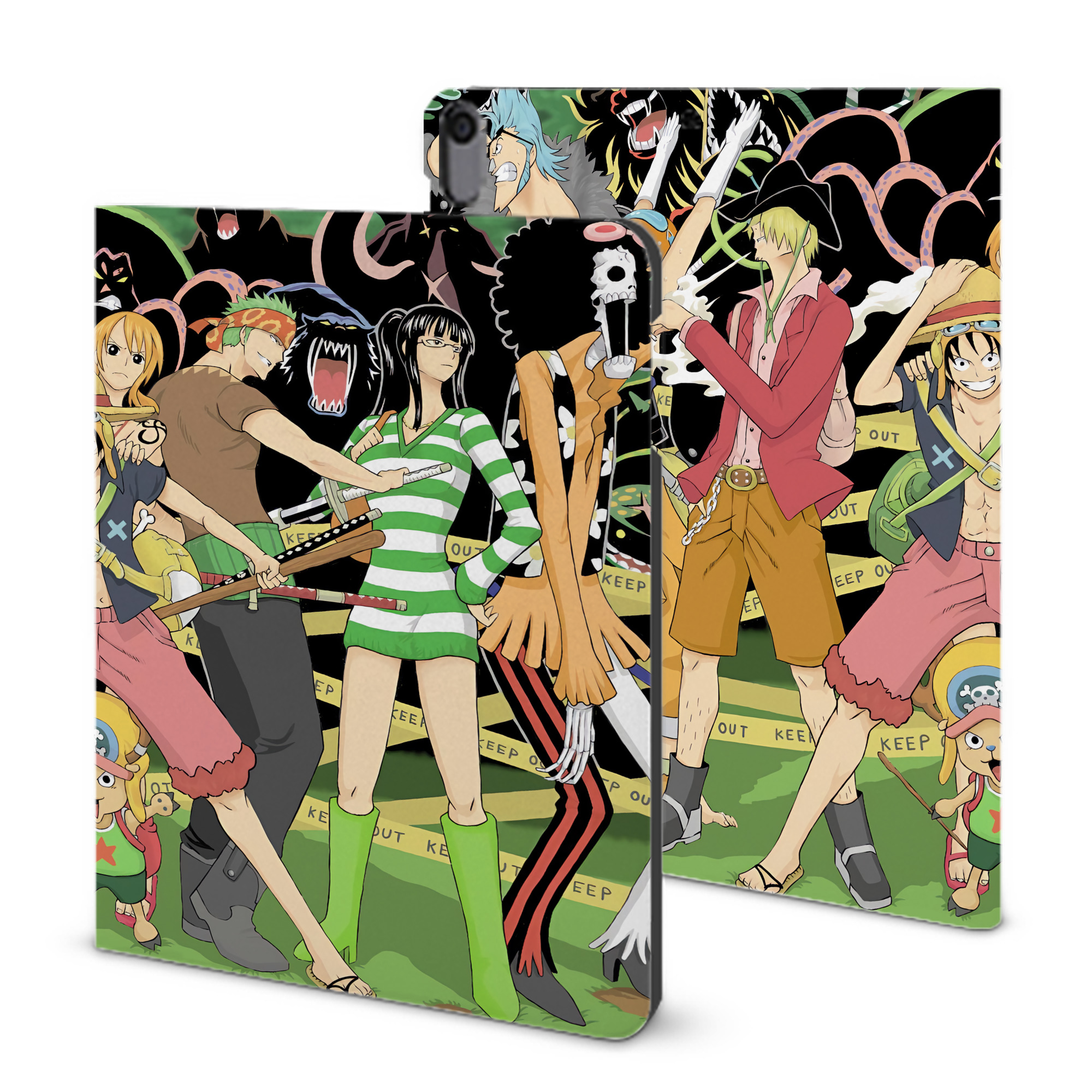ワンピース ONE PIECE IPad ケース ブック型 PUレザー TPU 耐衝撃 軽量 薄型 ペン収納なし 全面保護 IPad 各モデル対応